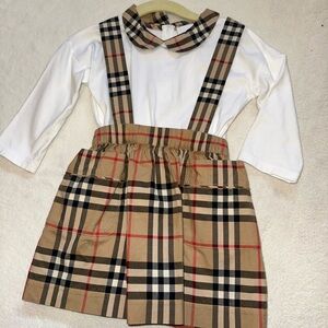 Burberry Kids Suspender Dress - Tan and Black